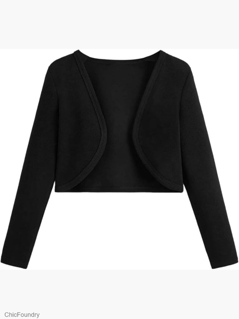 Girls Cropped Cardigan Sweater Long Sleeve Shrug Jacket Regular Fit